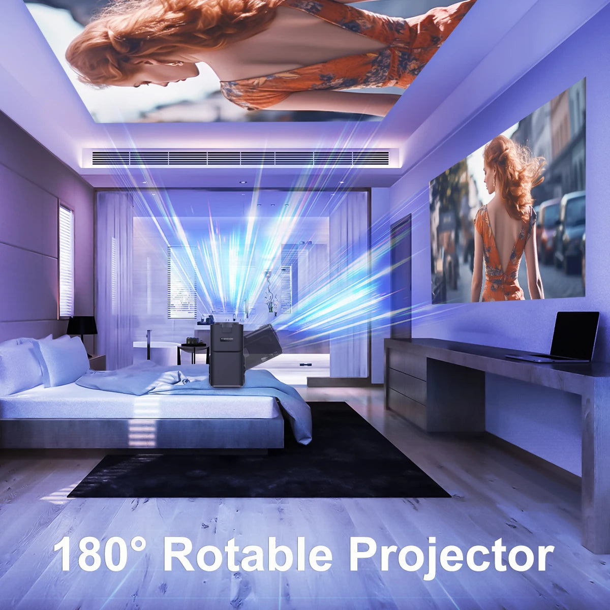 4K Android 11 Portable Projector - Native 1080P, 390 ANSI Lumens, Dual WiFi 6, Bluetooth 5.0, Upgraded Model HY300